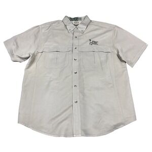GameGuard Shirt Mens Large Beige Hunting Fishing Vented  Outdoor Logo